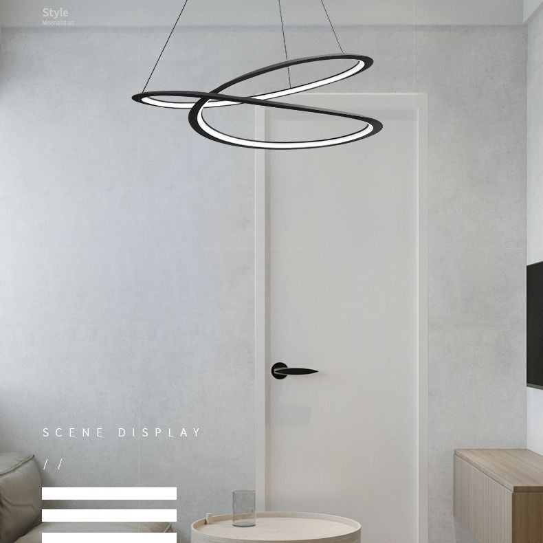 Ultra-modern Twisting Hanging Chandelier Metallic Hanging Lamp with Hanging Cord for Restaurant