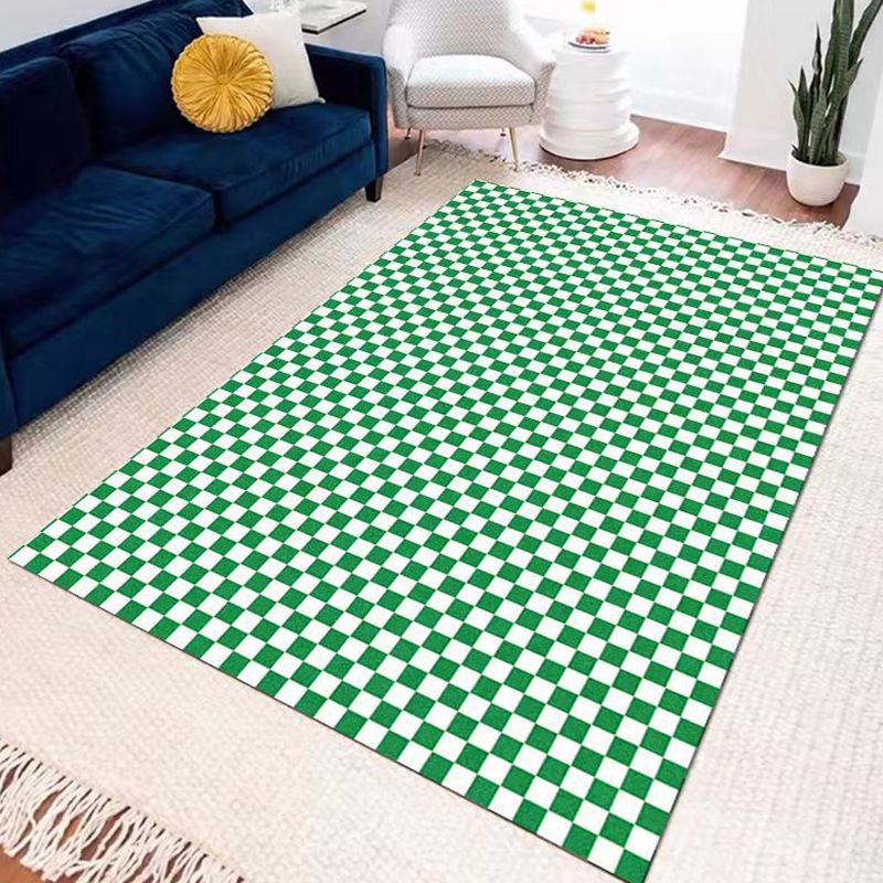 Green Modern Area Carpet Geometric Pattern Polyester Area Rug Non-Slip Rug for Home Decor