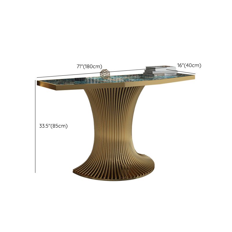 Glam Stone Sofa Console Table with Stainless Steel Bracket for Hall