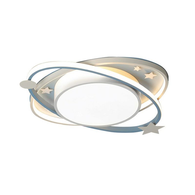 Ellipse Shaped Bedroom Flush Ceiling Light Metallic Kids LED Flush Mount Lighting Fixture with Decorative Star
