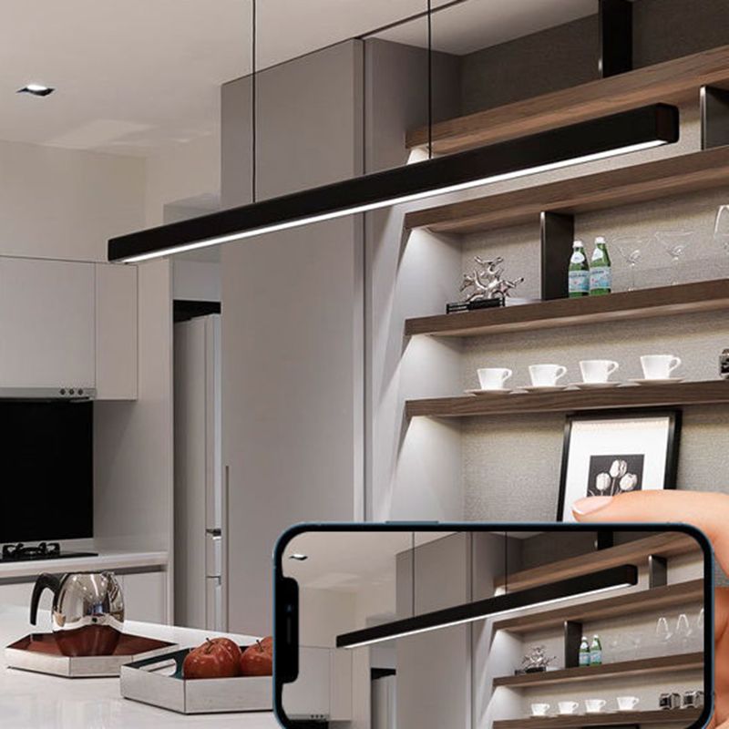 Modern Straight Island Light Aluminum LED Island Pendant for Dining Room