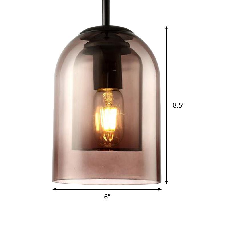Bell Smoke Gray Glass Pendant Lamp Modern 1 Head Hanging Light Kit for Dining Room