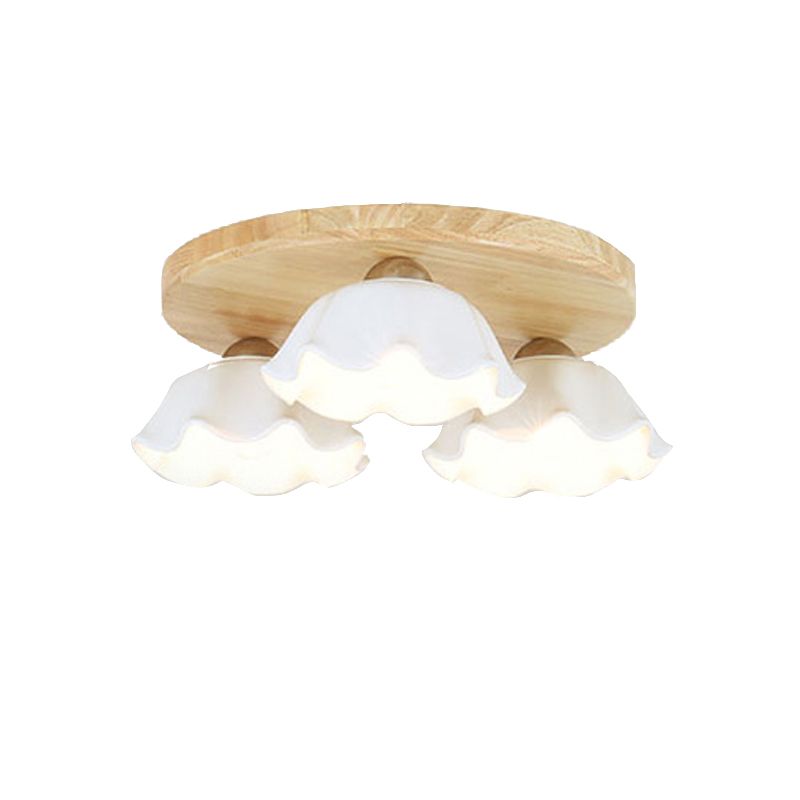 Ripples Shape Flush Light Modern Style Ceramic 3/5 Lights Flush Ceiling Light in White
