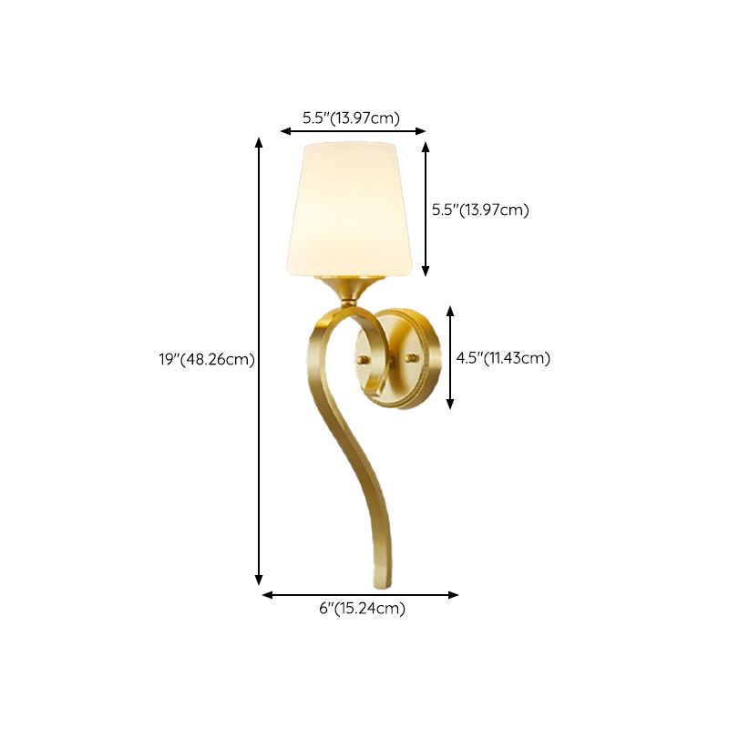 1-Light Wall Lamp Copper Wall Mount Lamp with Glass Shade for Living Room