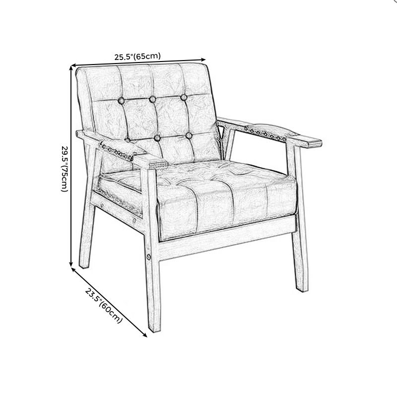Modern 25.5"Wide PU Arm Chair with Basic Four Legs and Tufted Back