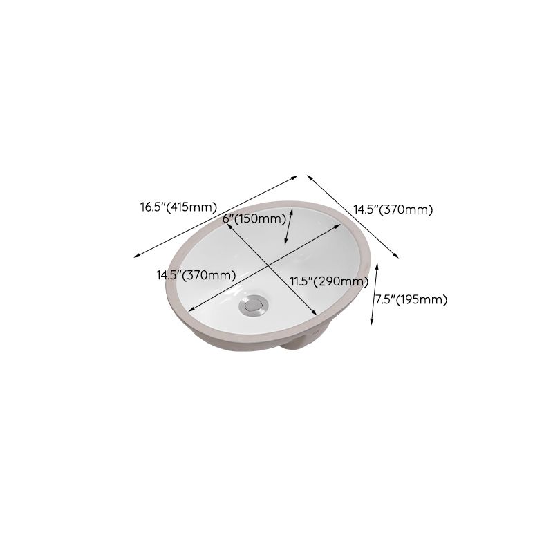Modern Oval Wash Stand Ceramic Metal Undermount Bathroom Sink