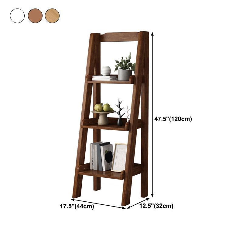 Contemporary Style Ladder Bookcase Wooden Vertical Book Shelf