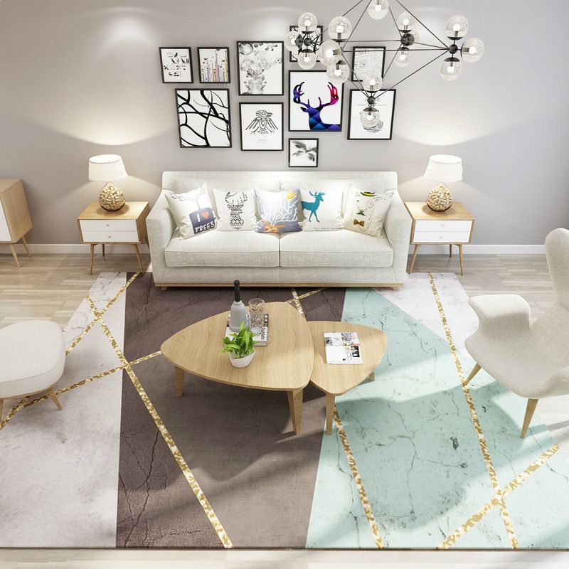 Eenvoud geometrisch print tapijt tapijt multi-colour polypropyleen gebied tapijt anti-slip machine wasbaar binnen tapijt voor salon