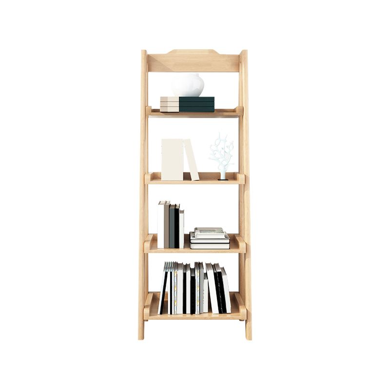 Modern Walnut Open Book Shelf Ladder Shelf Bookcase for Study Room