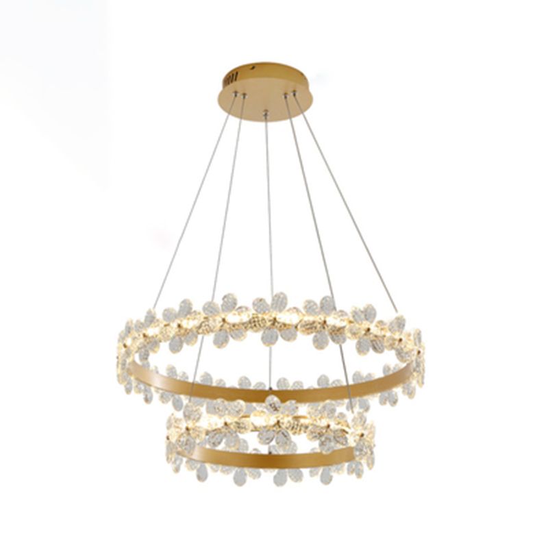 Modern Gold Chandelier Multiple Rings Chandelier Pendant Light Metal Chain Chandelier