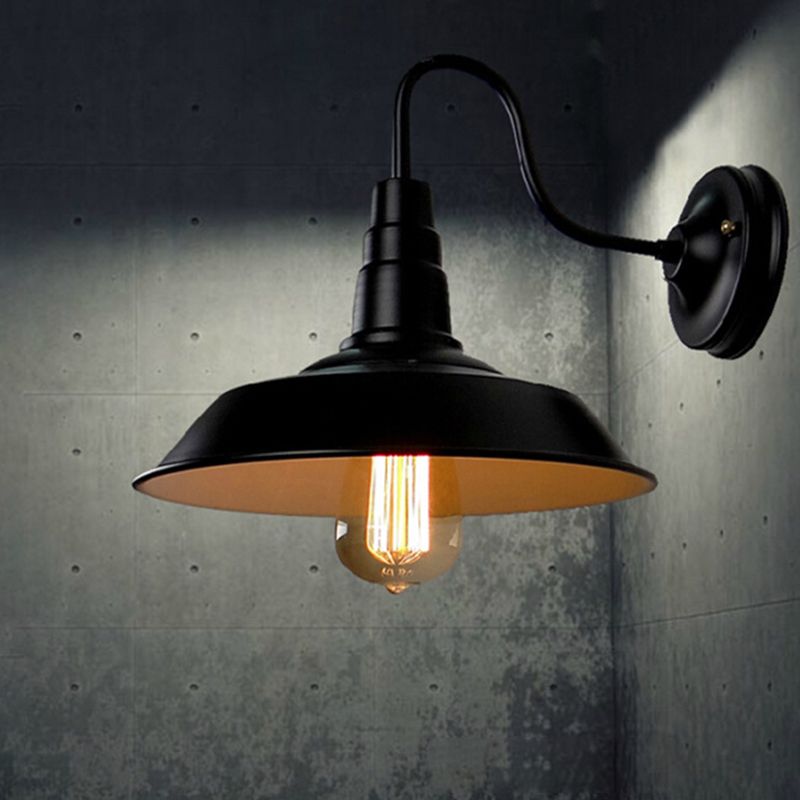 1 Light Metal Geometric Wall Lighting Fixtures Industrial Style Wall Mounted Light Fixture in Black