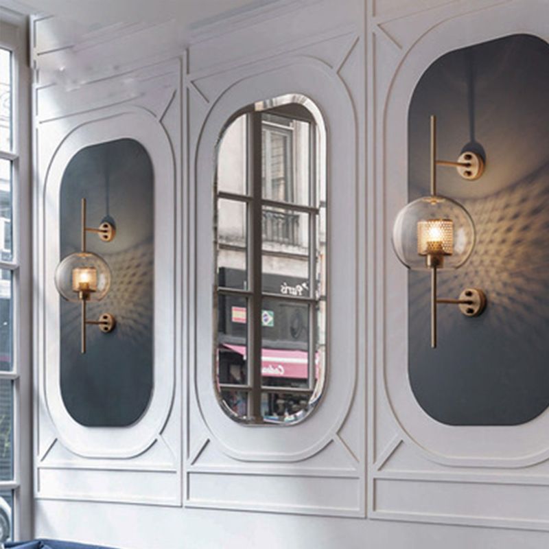 1 Licht industrielle klare Glaswandleuchte Goldwandlampe für Schlafzimmer