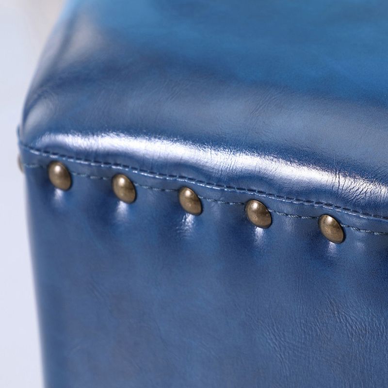 Modern Hexagon Pouf Ottoman Plain Leather Chair Ottoman With Nailhead Trim