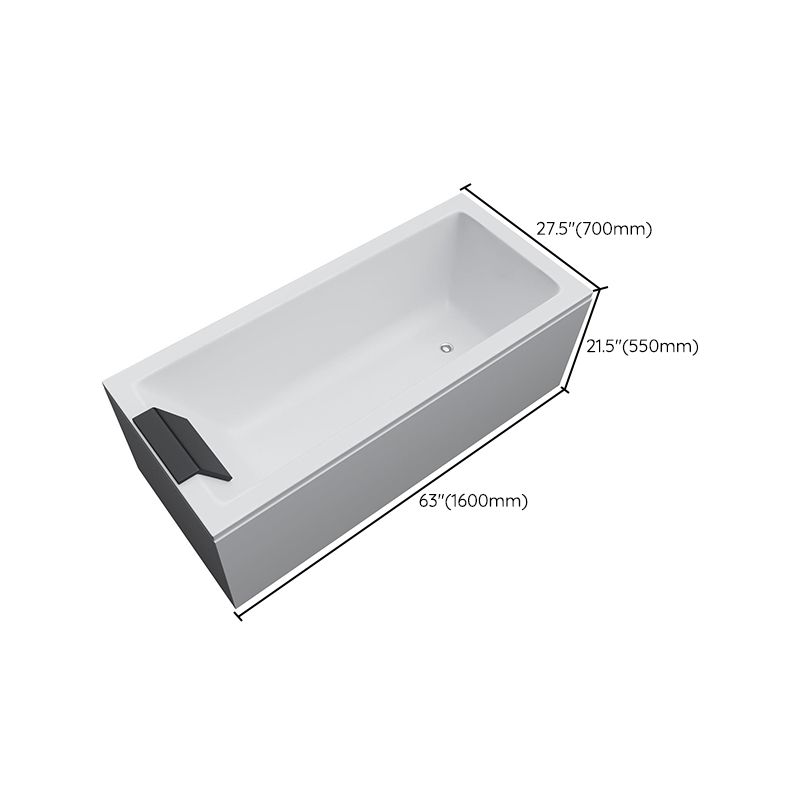 Flat Bottom Soaking Bathtub Antique Finish Rectangular Modern Tub