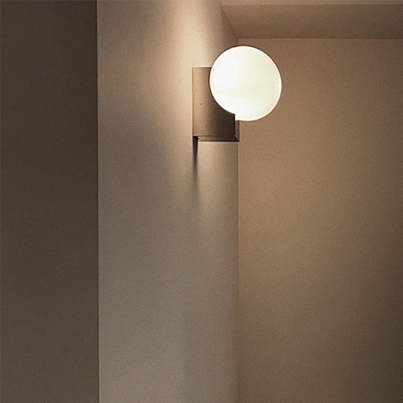 Postmodern Style Minimalist Metal Wall Light Sconce with Glass Shade for Washroom