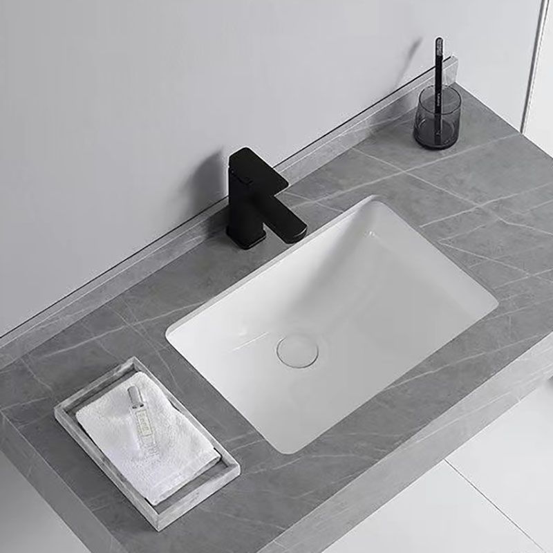 Contemporary Bathroom Sink with Pop-Up Drain Grey Rectangular Wall Mount Bathroom Sink