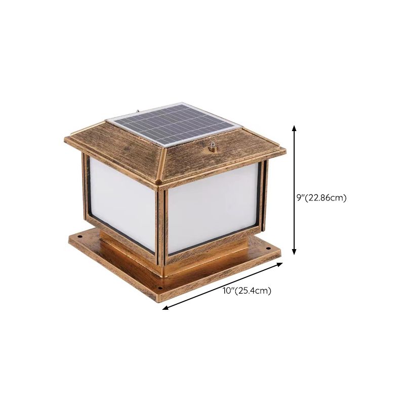Contemporary Pillar Light Geometric LED Solar Lighting Fixture for Garden