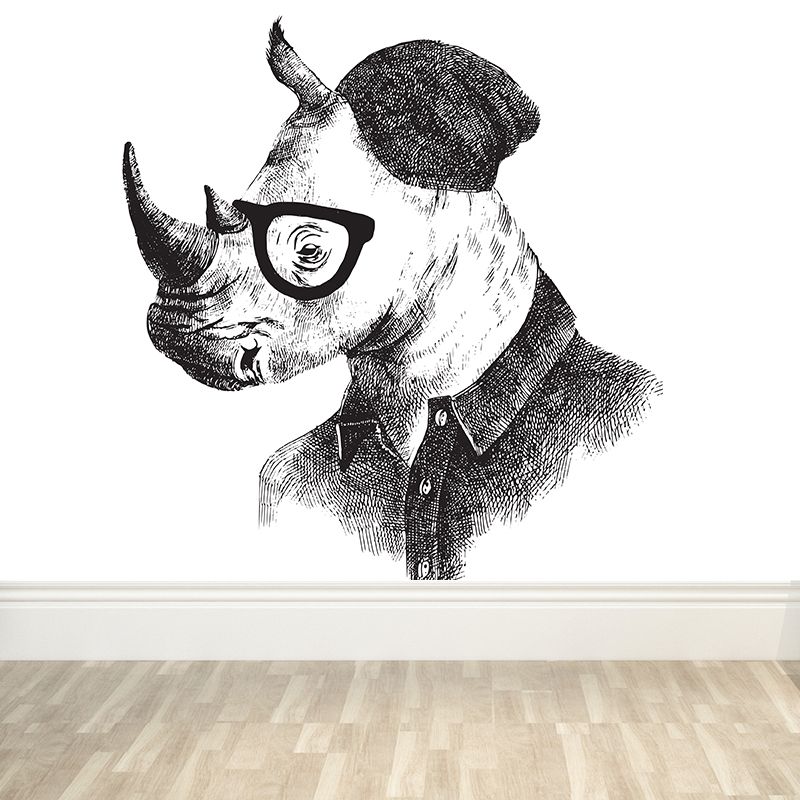 Illustration Animal Portrait Mural Wallpaper Large Wall Art for Boys Bedroom, Custom Print