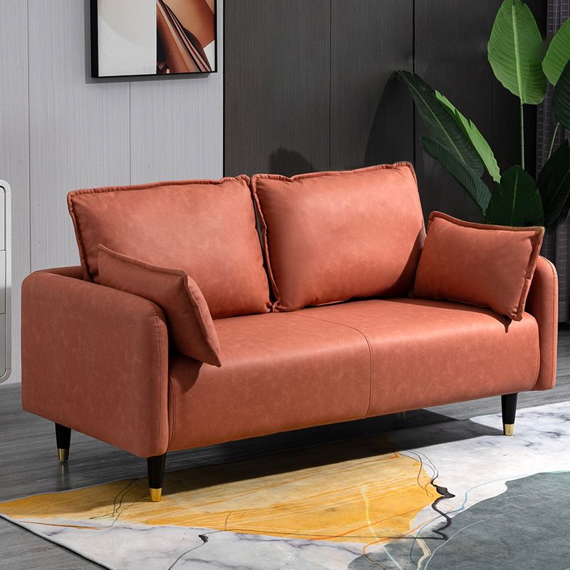 29,92 "H Faux Leder Quadratarm Arm Modernes Sofa mit 2 Kissen für Wohnzimmer, Wohnung