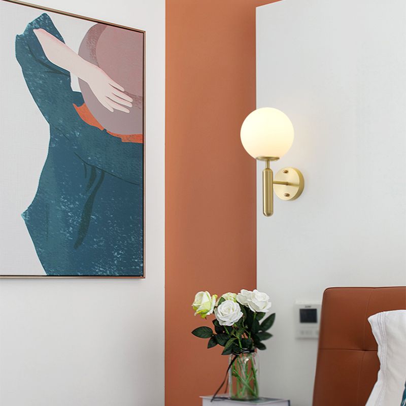 Metal Modern Wall Sconce Ball Shape Vanity Lamp with Glass Shade for Bathroom