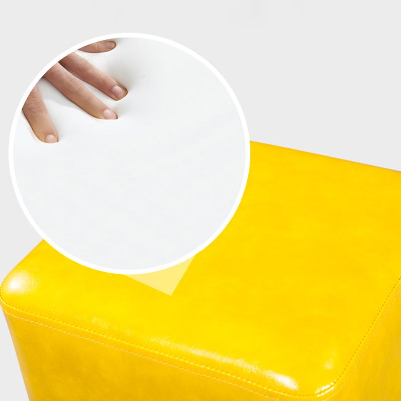 Glam Ottoman Faux Leather Upholstered Solid Color Square Ottoman with Nailhead Trim