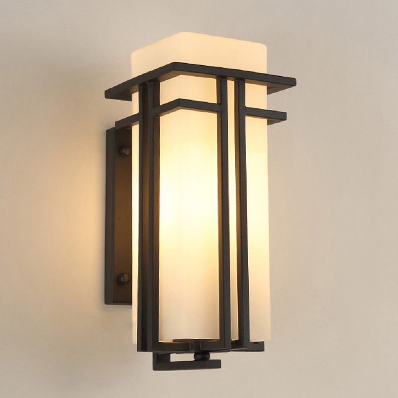 Modern Sconce Light Geometric Glass 1 Light Wall Lamp in Black
