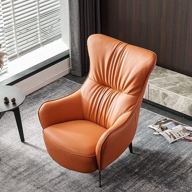 Contemporary Accent Armchair Faux Leather Barrel Accent Chair