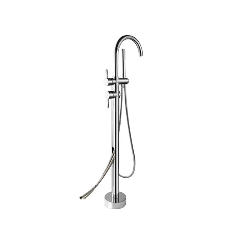Brass Freestanding Tub Filler Floor Mounted Tub Filler with Handles