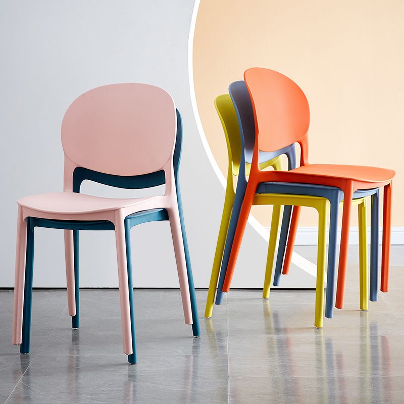 Modern Dining Room Armless Plastic Stacking Open Back Dining Chair