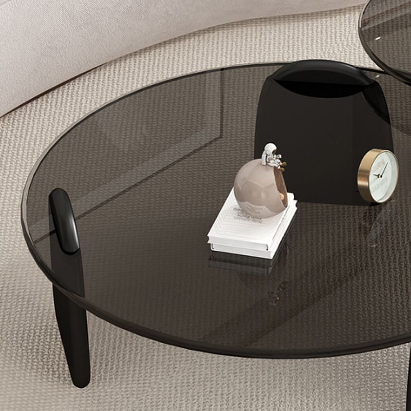 Glass Top Coffee Table Contemporary 3 Legs Coffee Cocktail Table