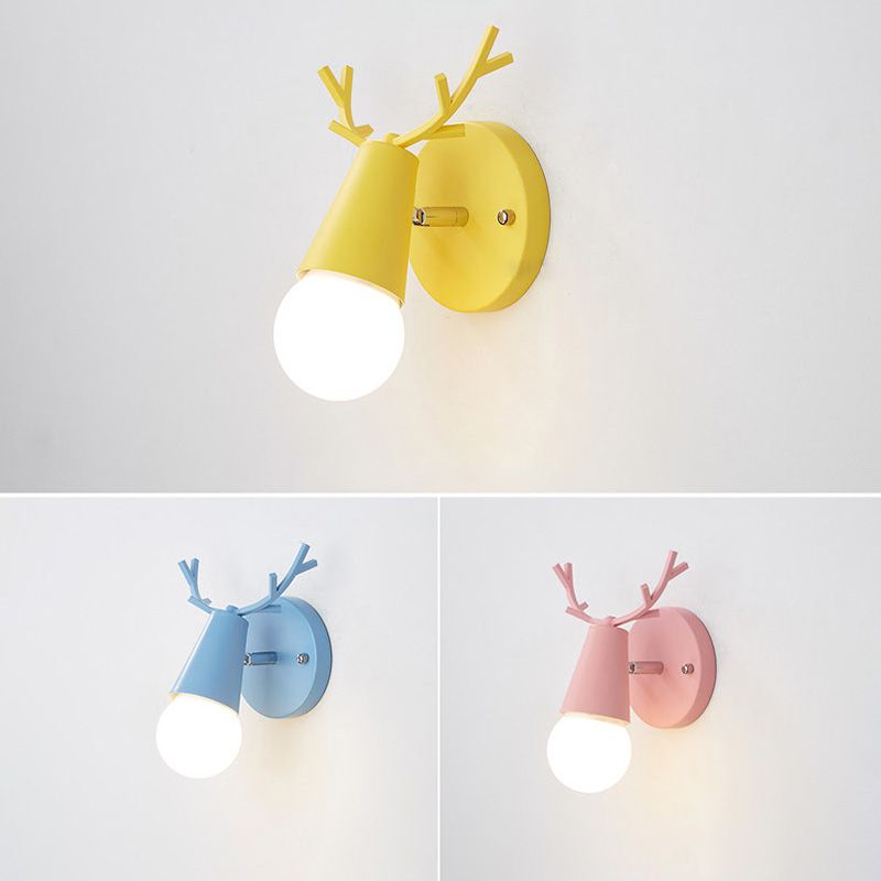 Estilo moderno Luz de lámpara de montaje de pared de 1 luces Lighting de pared de los ciervos de metal