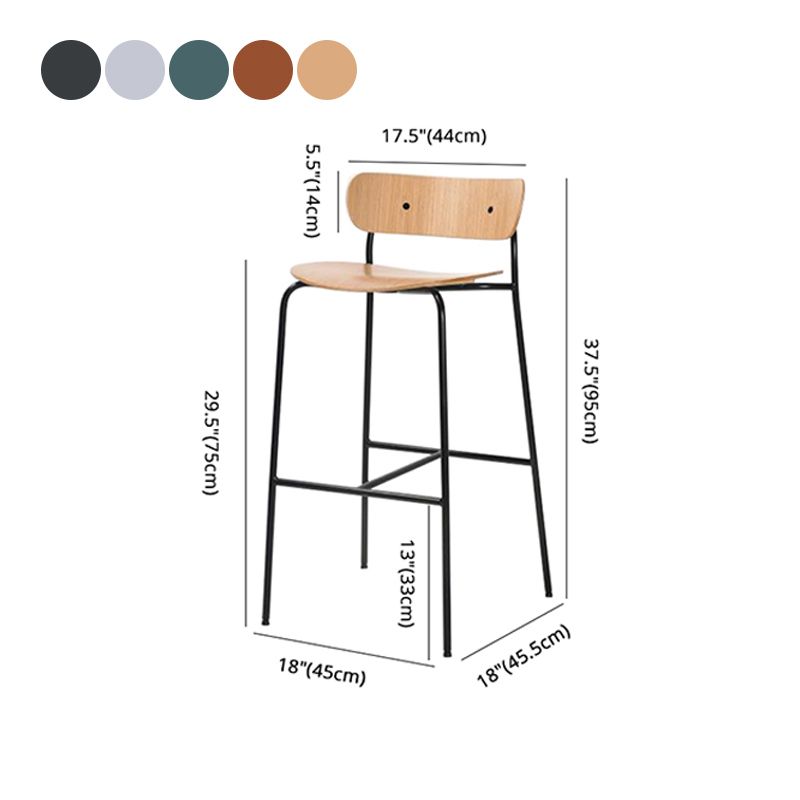 Taburete de mostrador negro industrial barra de madera de hierro taburete Bristol con espalda baja 1 pieza