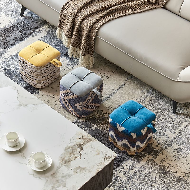 Color Block Fabric Standard Stool Modern Simple Upholstered Ottoman