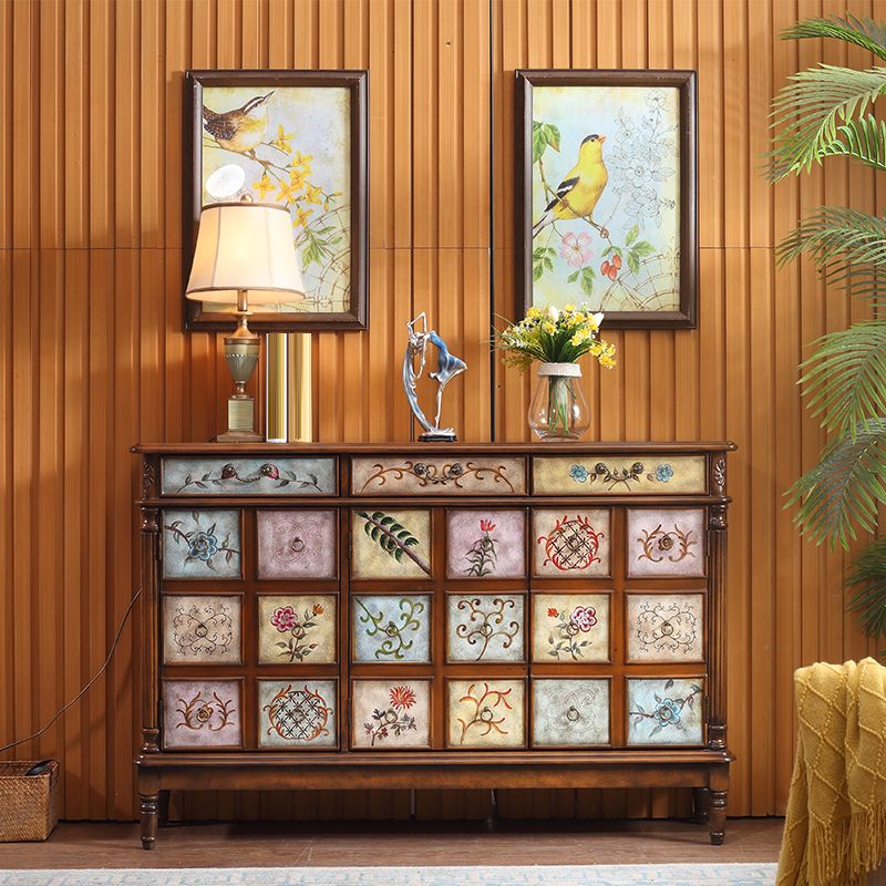 Industrial Storage Cabinet with Solid Wood Drawers and Doors