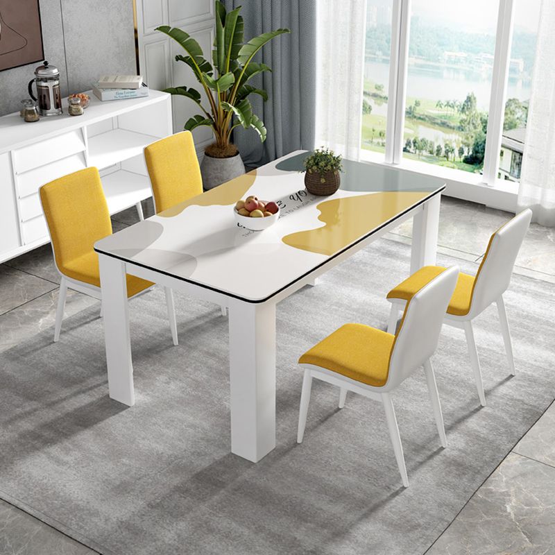 Modern Rectangle Wood Dining Table Metal Base for Dining Room