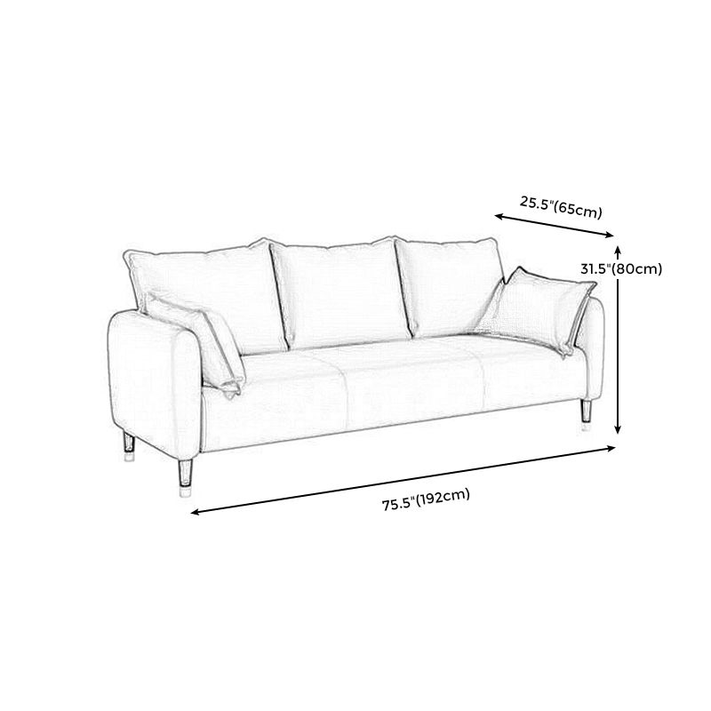 Scandinavian Sofa with 3 Pillows and Pillow Top Arm for Three People