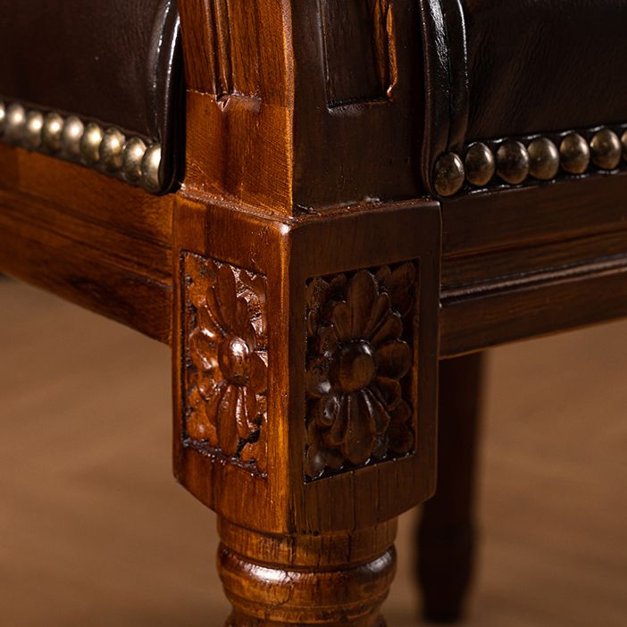 Rustic Style Open Back Brown Solid Wood Home Dining Side Chair