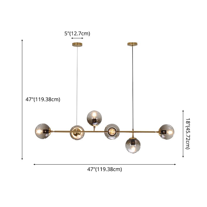 Gold Metal Hanging Ceiling Light Linear Modern Island Lamps for Dining Room