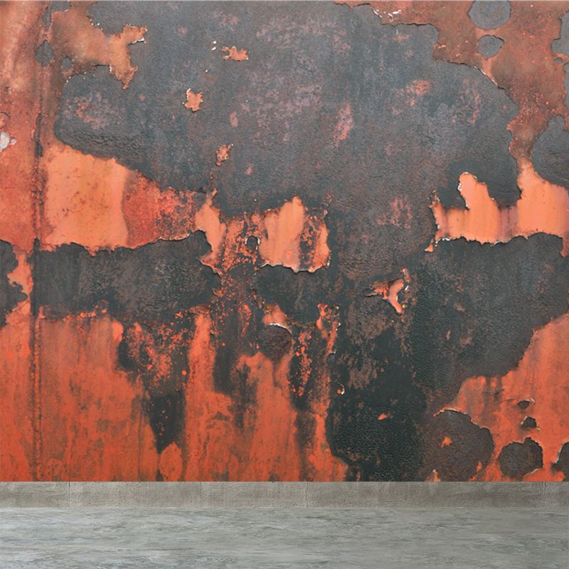 Industrial Rusted Wallpaper Mural Non-Woven Fabric Waterproof Dark Color Wall Art