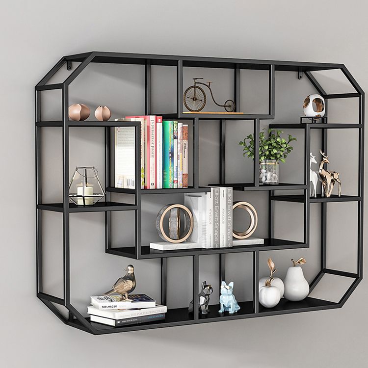 Industrial Iron Bookshelf Wall Mounted Bookshelf for Office and Family Living Room
