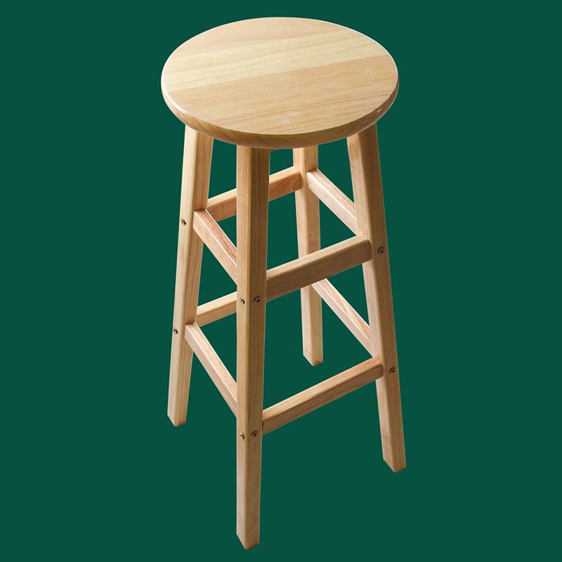 Minimalist Design Solid Wood Bar Stool Backless Counter Chair with Wood Base
