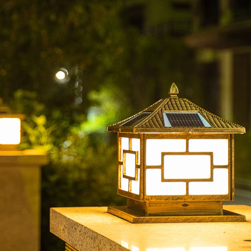 Modern LED Pillar Lighting Fixture Simple Solar Light for Garden