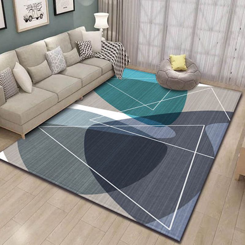 Contemporary Area Rug Modern Geometric Rug Polyester Washable Area Carpet for Living Room