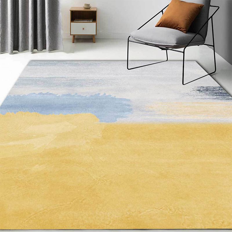 Stylish Abstract Rug Yellow and Grey Nordic Rug Polyester Washable Anti-Slip Backing Area Rug for Living Room