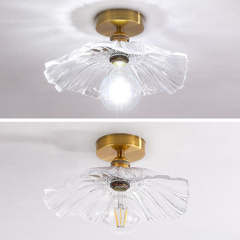 Glass Shaded Ceiling Mounted Fixture Minimalist Style Clear Ceiling Mount Light Fixture