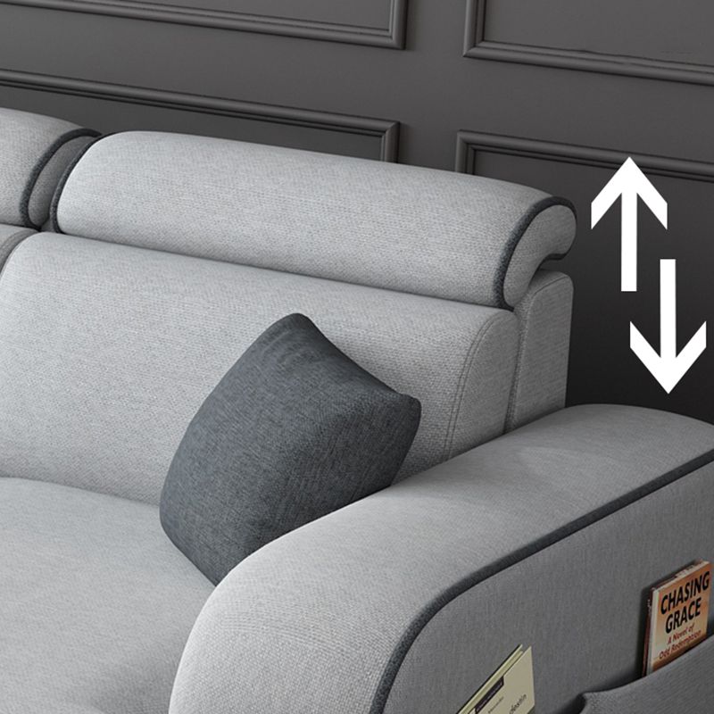 31.49" Tall Sectional Sofa Faux Leather/Linen Modular Sofa with Cushion Back