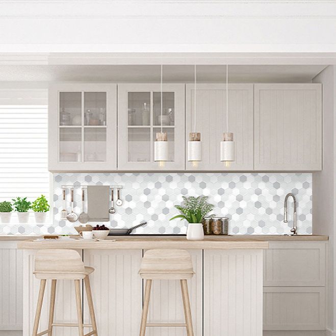 Mosaic Tile Peel and Stick Wall Tile Modern Style Wallpaper with Square Shape