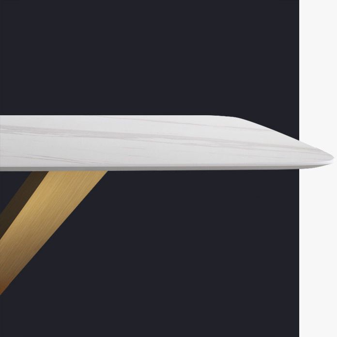 Contemporary Sintered Stone Top Dining Room Set with Rectangle Table and Pedestal Base Dinette Set