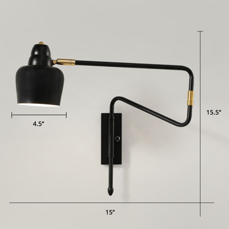 Gearceerde bedmuur gemonteerd leeslamp metaal 1 kop Noordse taakwand sconce met intrekbare arm