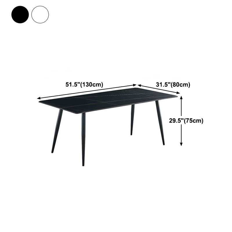 Rectangle Industrial Stone Table Standard Height Kitchen Table with 4 Legs